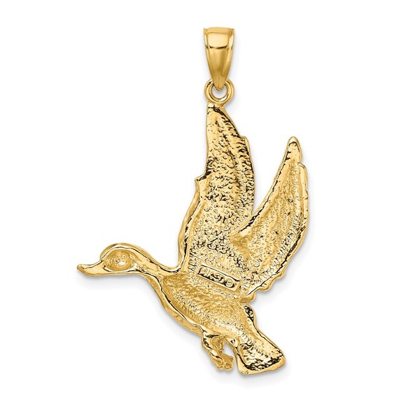 10k Yellow Gold Mini Animal Bird Flying Mallard Duck Necklace Charm Pendant - Picture 4 of 4